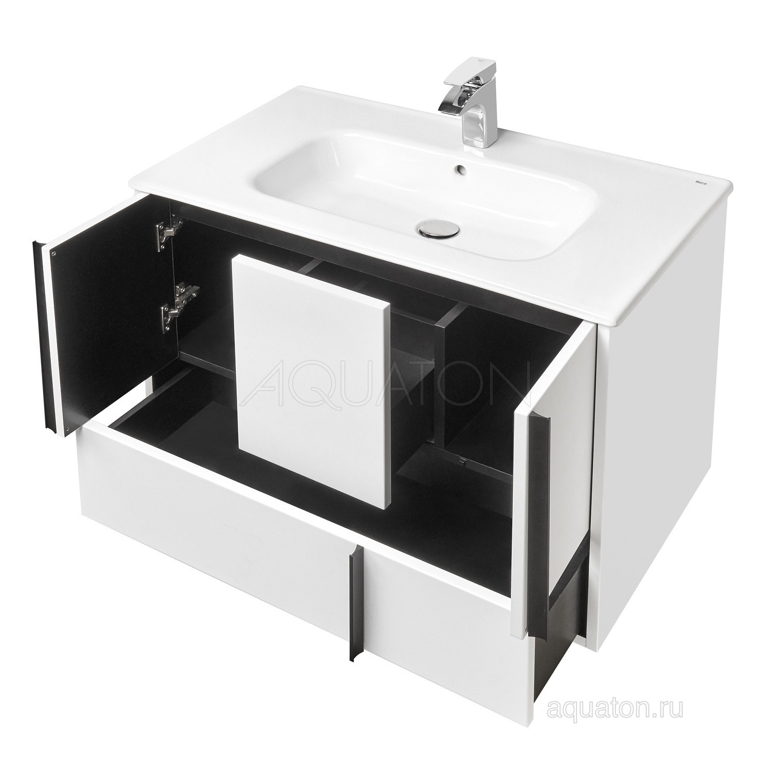 Тумба с раковиной Victoria-N Unik 80х46 белая AQUATON Ривьера 1A2390K1RVX20