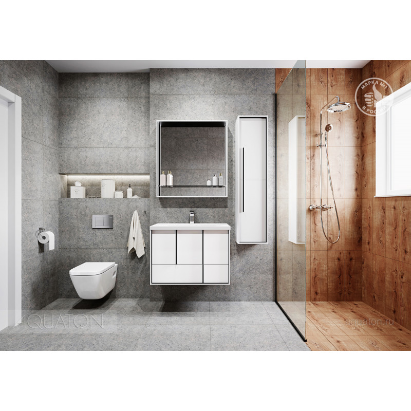 Тумба с раковиной Victoria-N Unik 80х46 белая AQUATON Ривьера 1A2390K1RVX20
