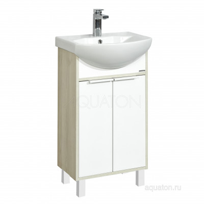 Тумба с раковиной Смайл 50 белая/ясень AQUATON Рико 1A2124K1RIB90
