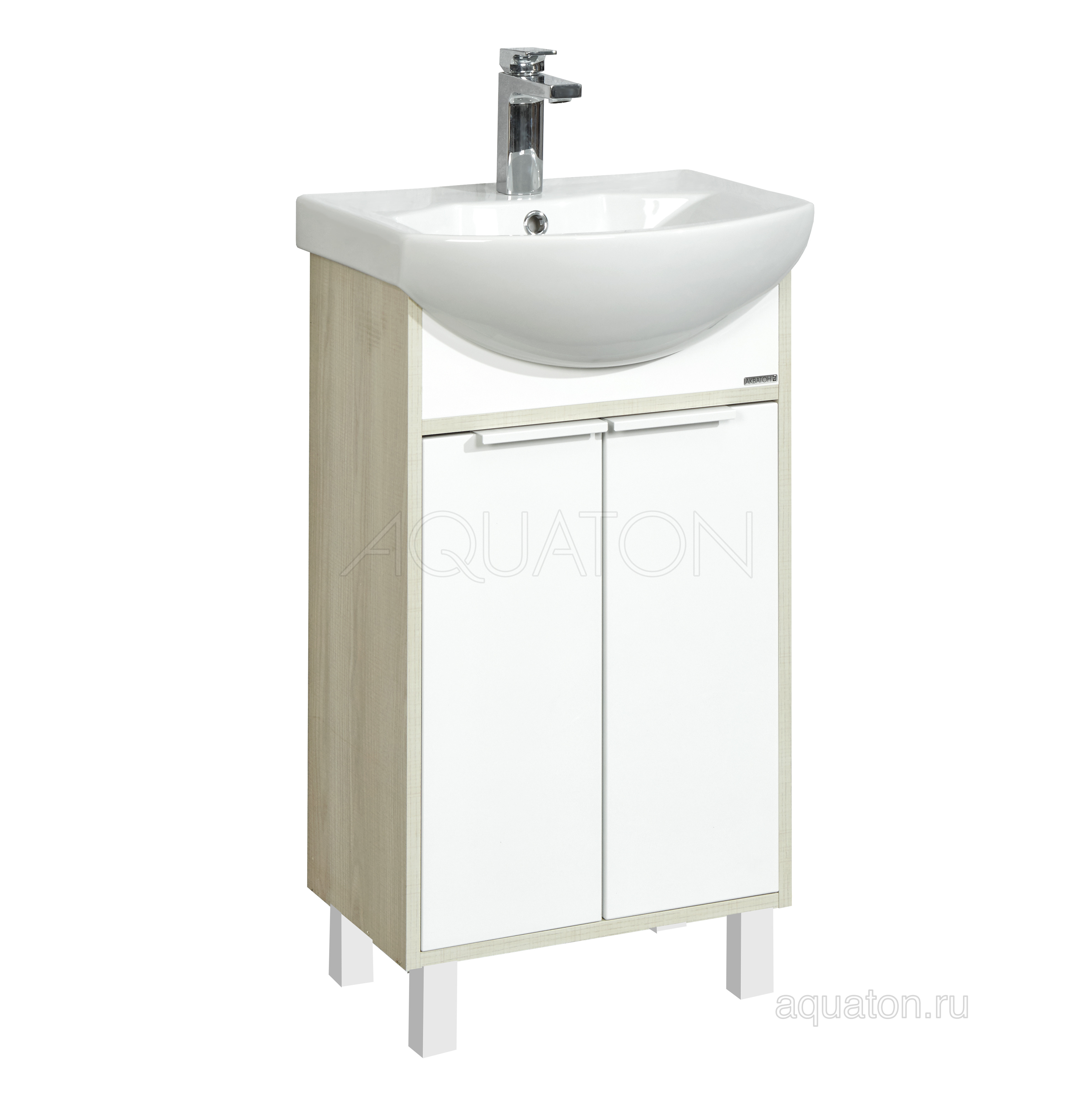Тумба с раковиной Смайл 50 белая/ясень AQUATON Рико 1A2124K1RIB90