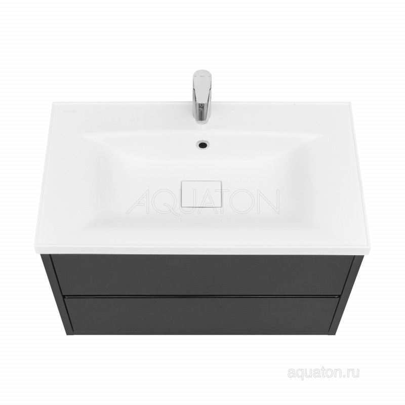 Тумба с раковиной Айрис 80 черная AQUATON Римини 1A2267K3RN950