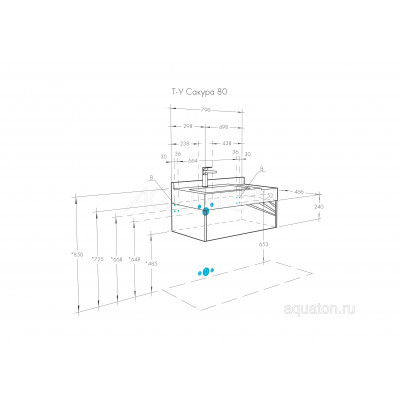 Тумба с раковиной Сакура 80 белый/ольха AQUATON Сакура 1A2364K1SKW80