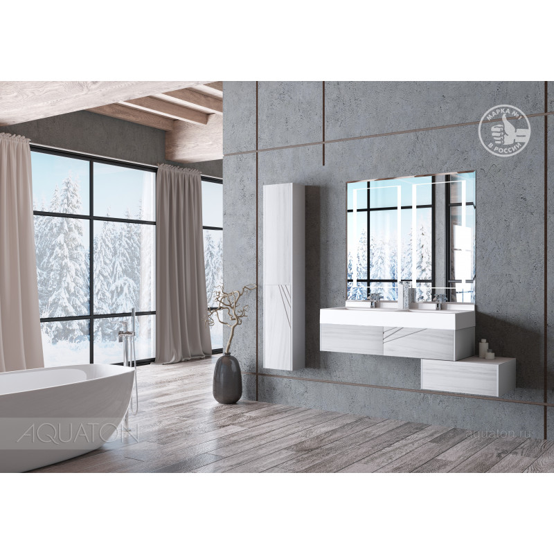 Тумба с раковиной Сакура 120 белый/ольха AQUATON Сакура 1A2197K1SKW80