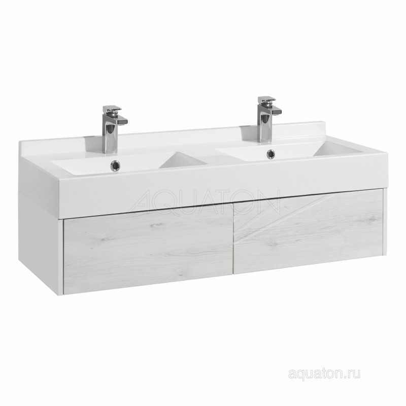 Тумба с раковиной Сакура 120 две чаши белый/ольха AQUATON Сакура 1A2197K2SKW80