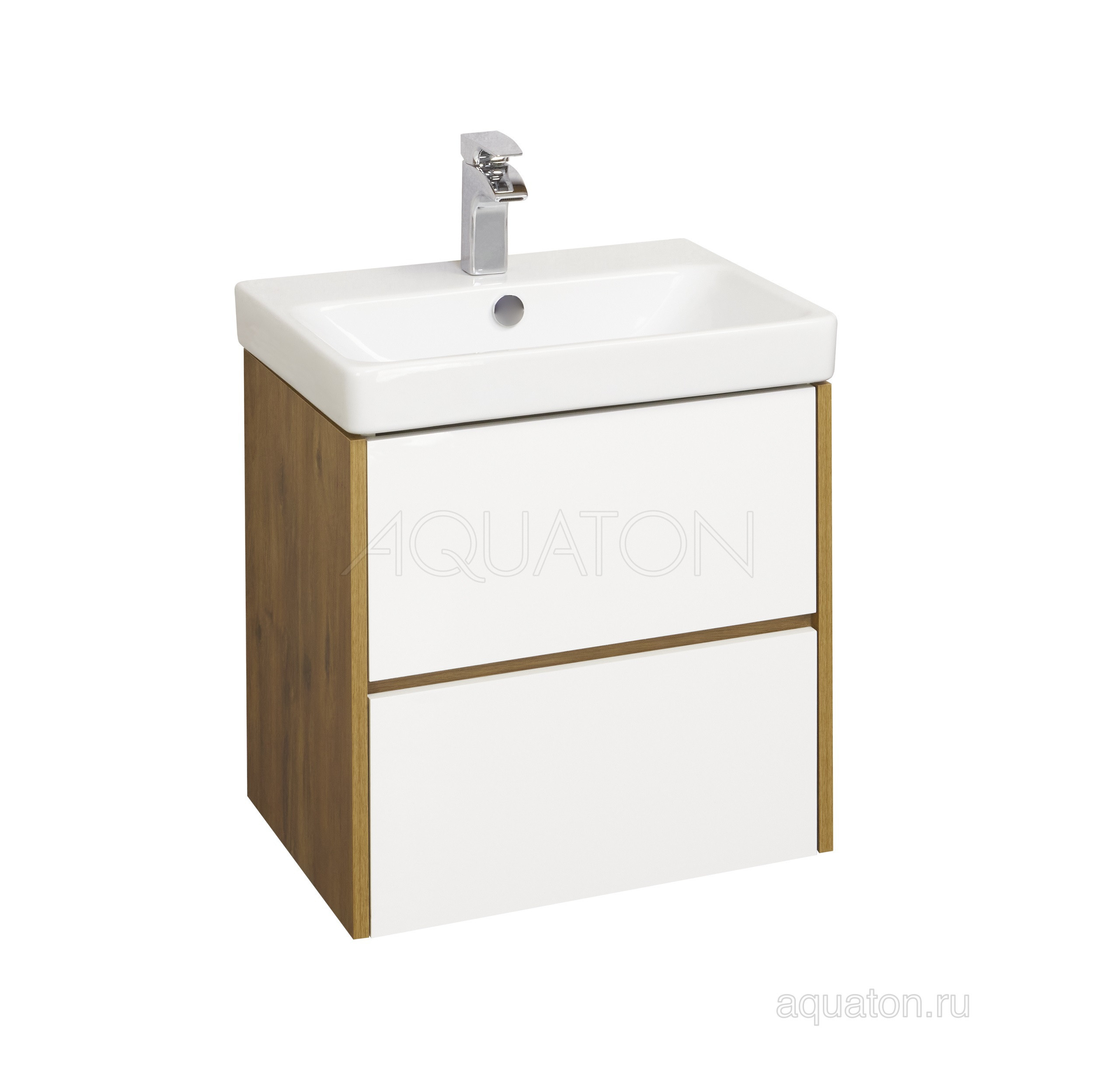 Тумба с раковиной Адриана 55 дуб/белый AQUATON Сканди 1A2517K0SDZ90