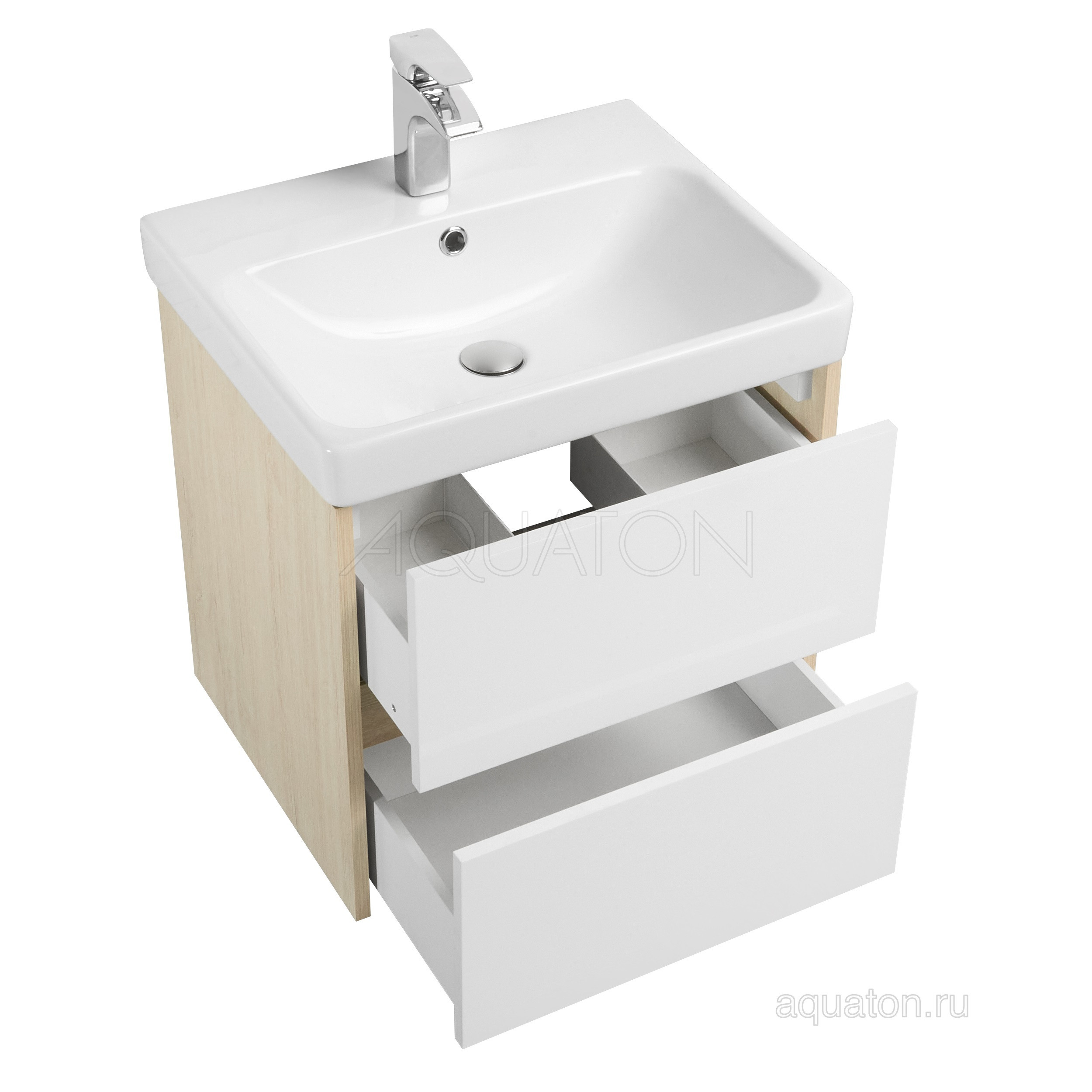Тумба с раковиной Адриана 55 дуб/белый AQUATON Сканди 1A2517K0SDB20