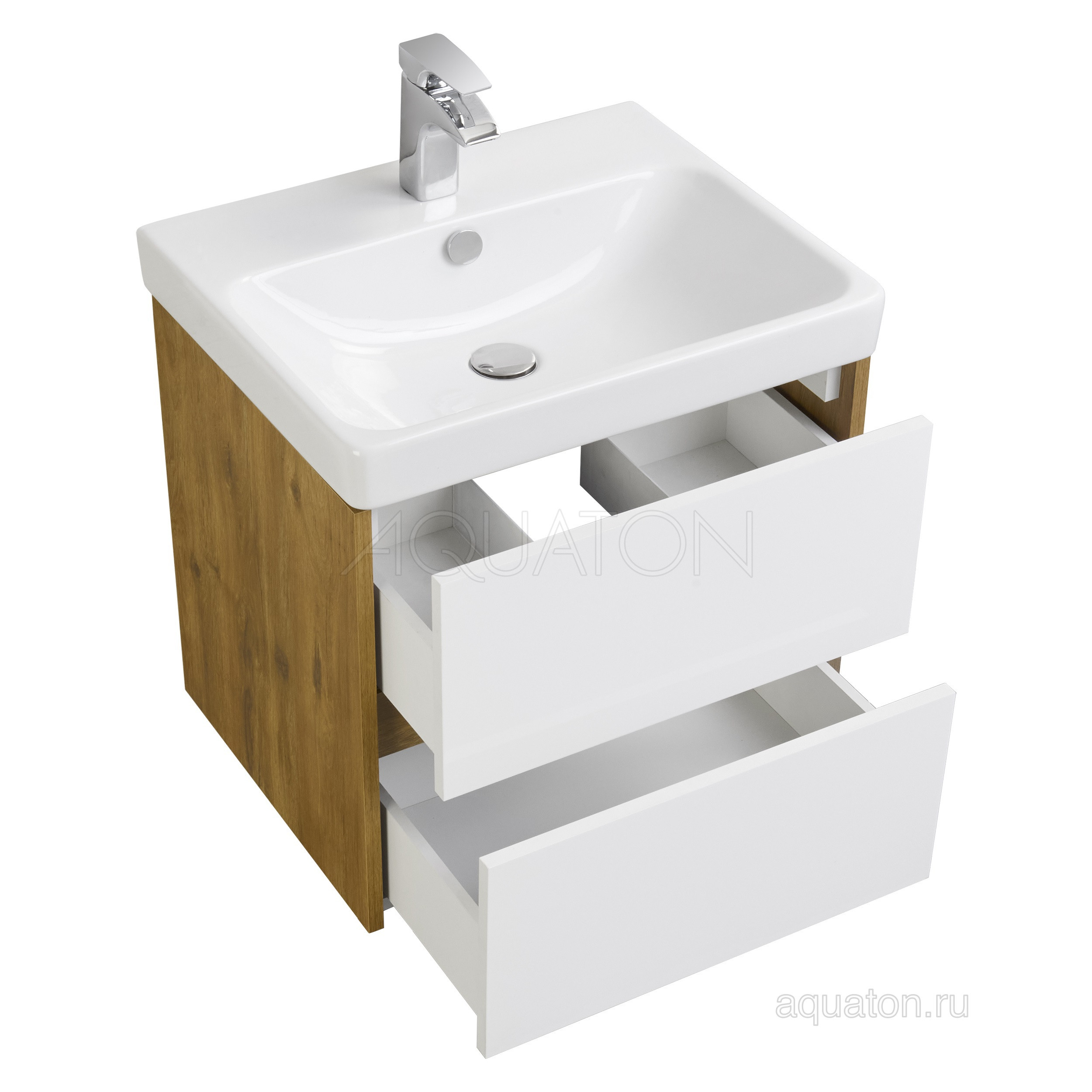 Тумба с раковиной Адриана 70 дуб/белый AQUATON Сканди 1A2518K0SDZ90