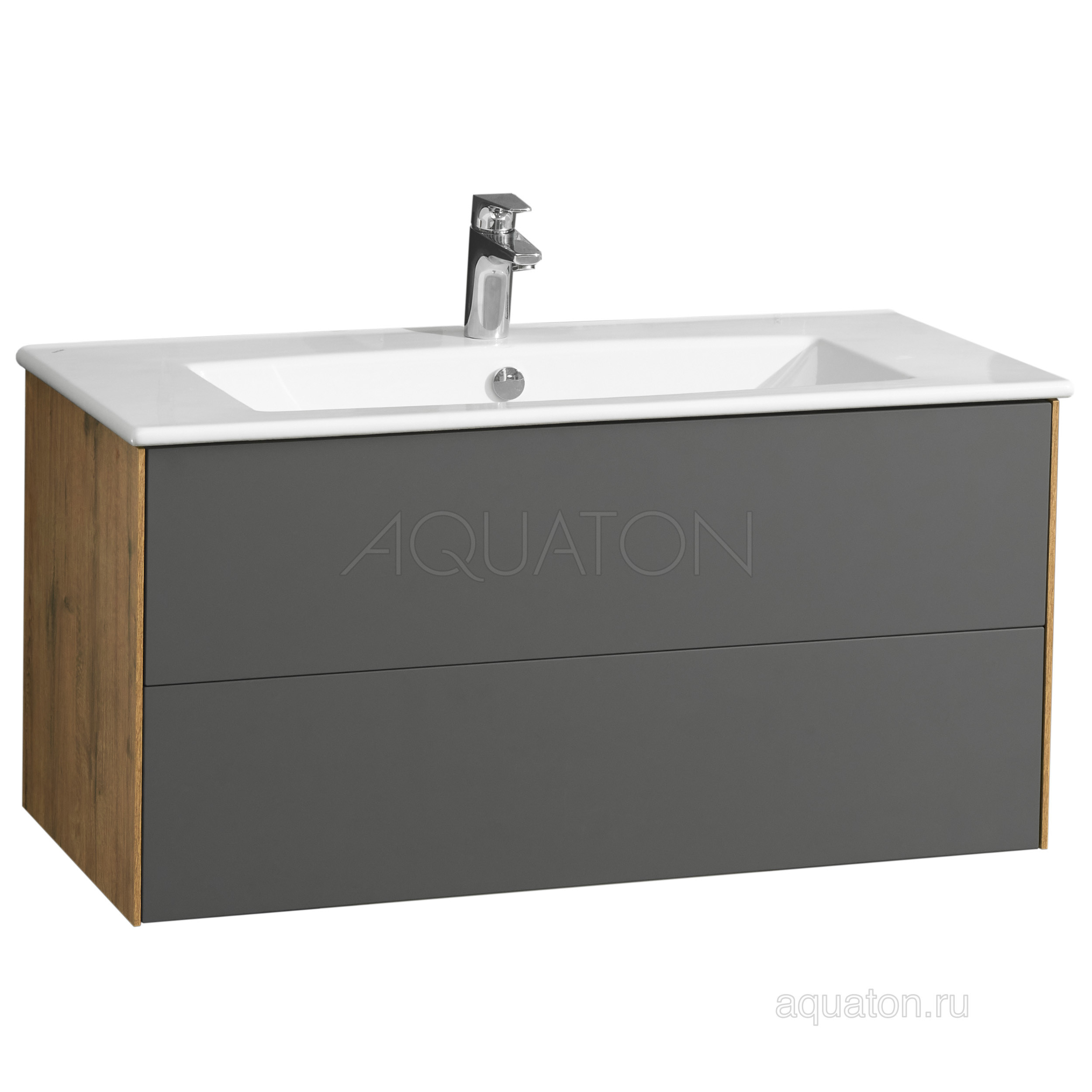 Тумба с раковиной Элина 100 графит/дуб AQUATON Сохо 1A2582K1AJA00