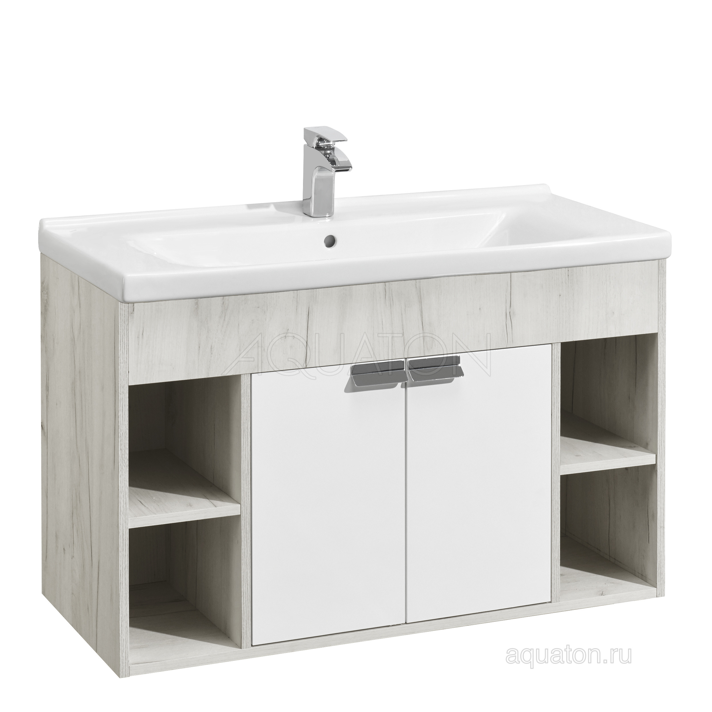 Тумба с раковиной Миранда 100 дуб/белая AQUATON Флай 1A2375K0FAX10