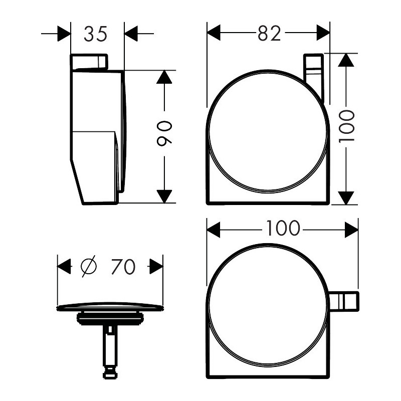 Комплект для наполнения ванны Hansgrohe Exafill S, комплект для слива и перелива, матовый белый, 58117700