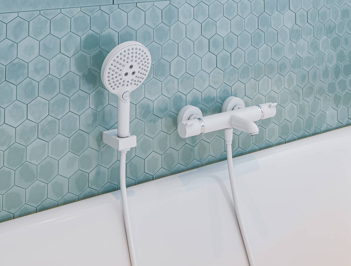 Комплект для наполнения ванны Hansgrohe Exafill S, комплект для слива и перелива, матовый белый, 58117700