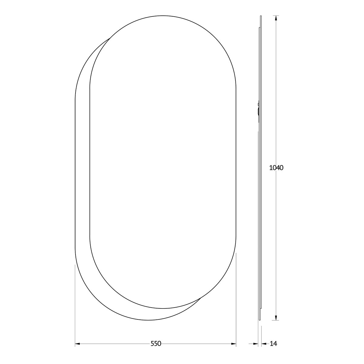 Зеркало на стеклянном основании графит 55x104см Evoform Double BY 0312
