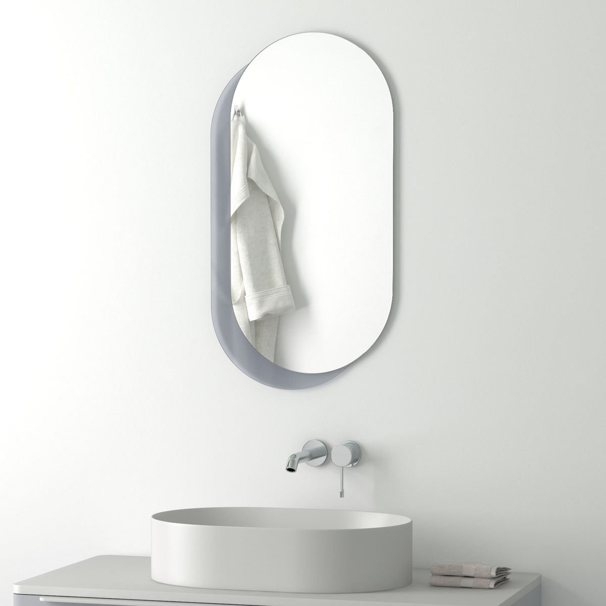 Зеркало на стеклянном основании графит 65x124см Evoform Double BY 0313