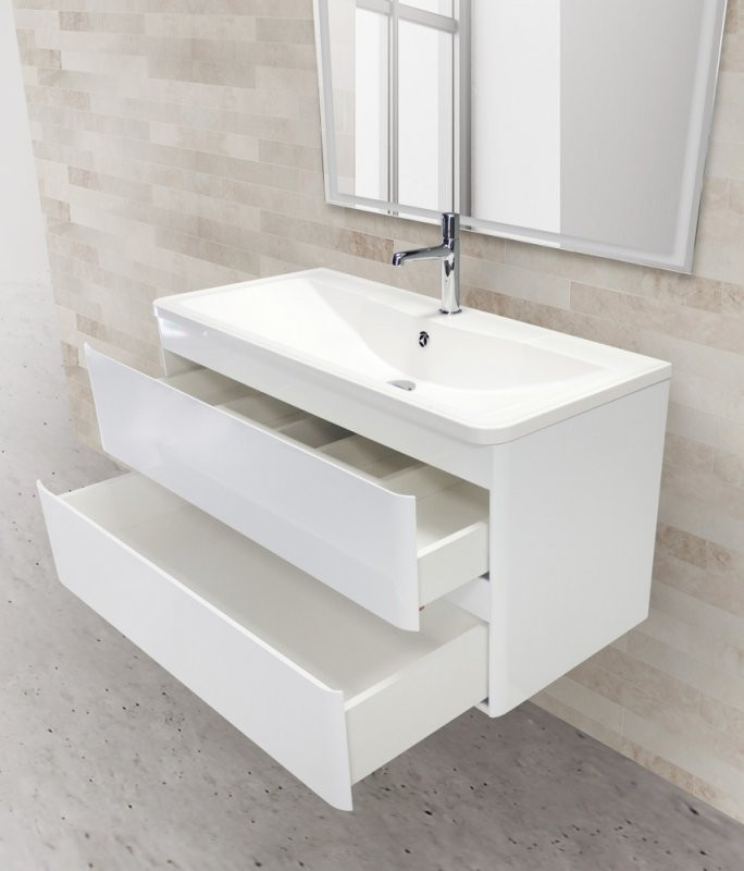 База под раковину подвесная с двумя выкатными ящиками 900x450x500 BelBagno ALBANO-900, Rovere Nature Grigio
