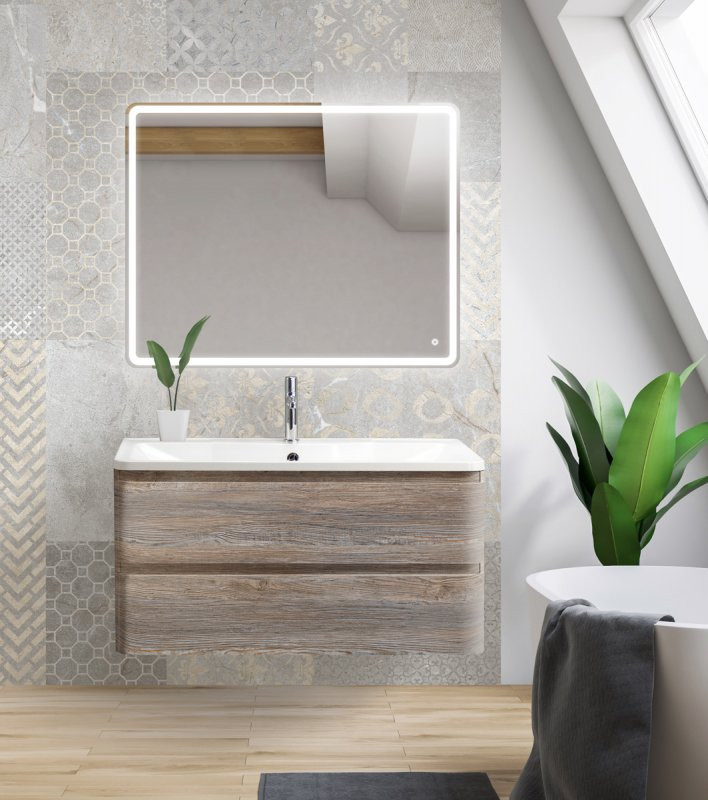 База под раковину подвесная с двумя выкатными ящиками 900x450x500 BelBagno ALBANO-900, Rovere Vintage Bianco