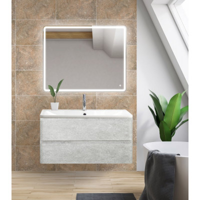 База под раковину подвесная с двумя выкатными ящиками 900x450x500 BelBagno ALBANO-900, Cemento Verona Grigio