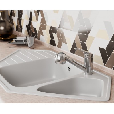 Смеситель для кухонной мойки RUSH Corsica CO4240-25 хром, вытяжной излив с переключением на душ