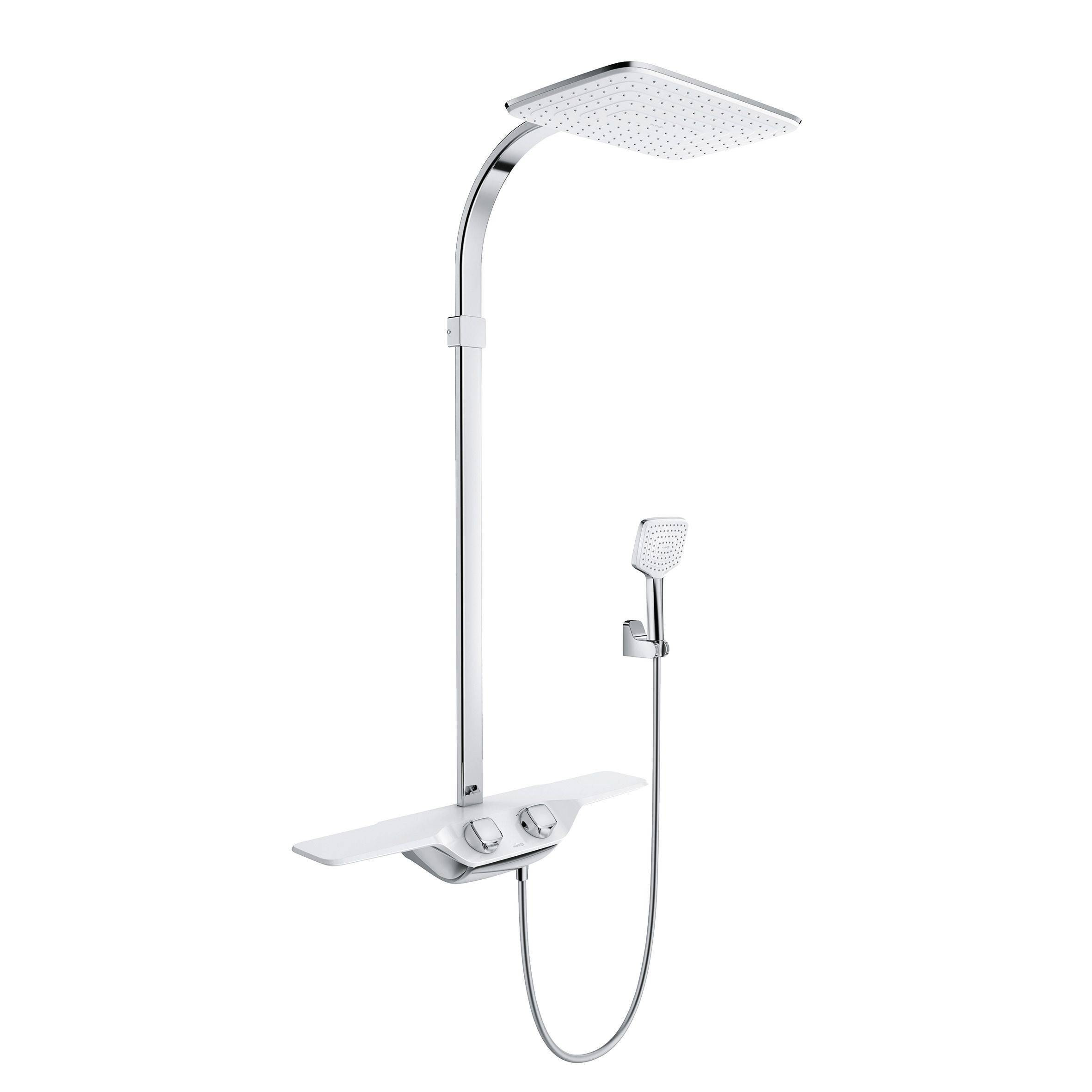 Душевая система KLUDI COCKPIT Discovery DUAL SHOWER SYSTEM с термостатом DN 15, белый/хром, 8020091-00