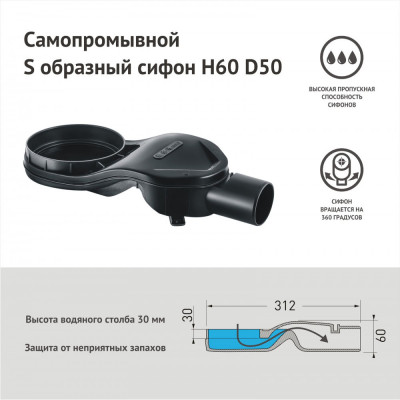 Линейный трап 60см глянцевый хром Berges Wall 091156