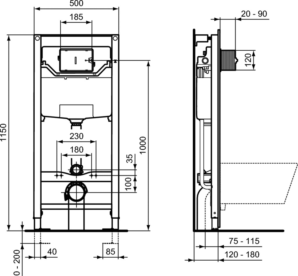 Промо-комплект Ideal Standard ProSys TESI AquaBlade 3 в 1, инсталляция, унитаз, сидение, T386801