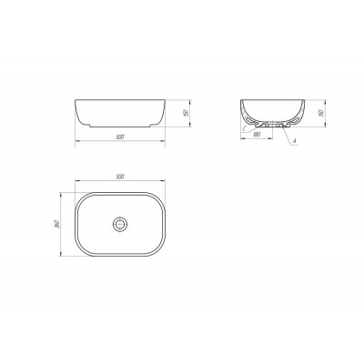 Раковина 50x36x15 Cersanit MODUO 50 Square для установки на столешницу, белая, A63570