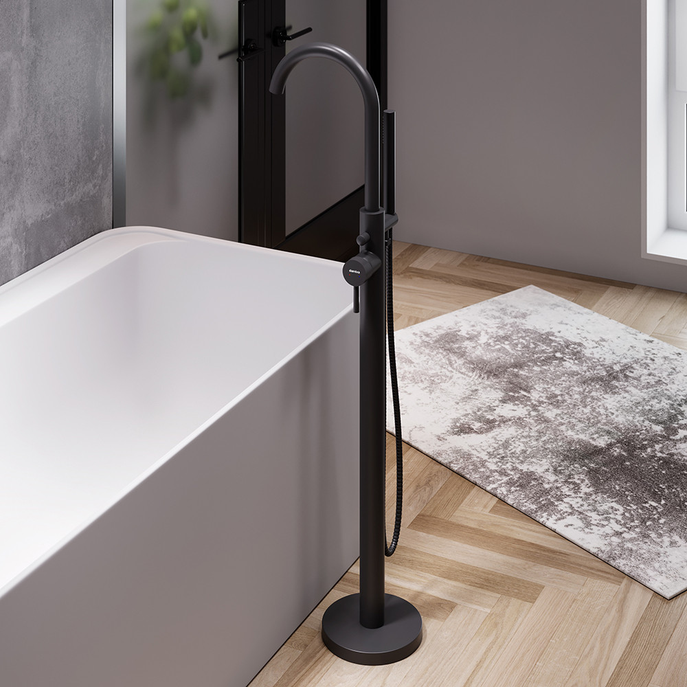 Смеситель для ванны напольный черный Damixa Scandinavian Pure 365000300