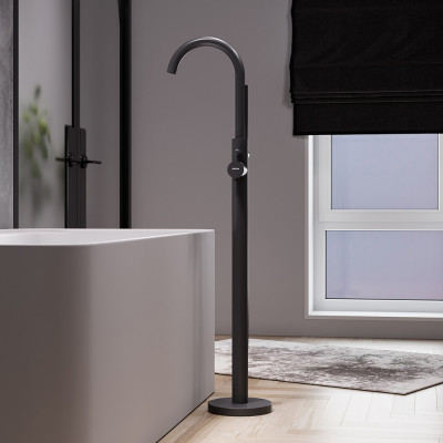 Смеситель для ванны напольный черный Damixa Scandinavian Pure 365000300