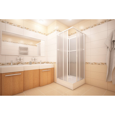 Душевой кабина квадратная, 80 x 80 см, 4 стенки, МетаКам