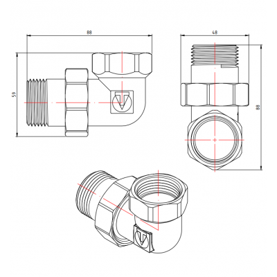 Разъемный угловой сгон Valtec 1" VTr.098.N.0006