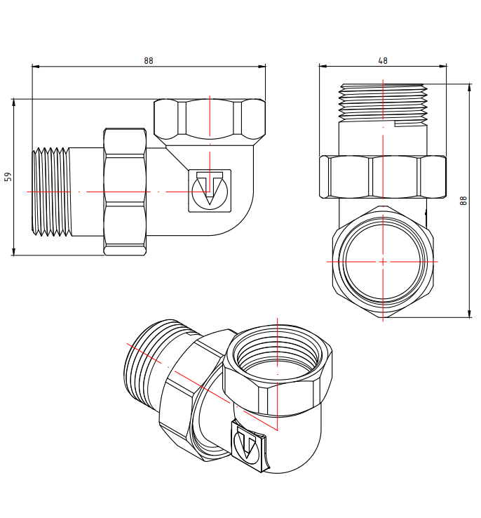Разъемный угловой сгон Valtec 1" VTr.098.N.0006