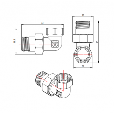 Разъемный угловой сгон Valtec 1/2" VTr.098.N.0004