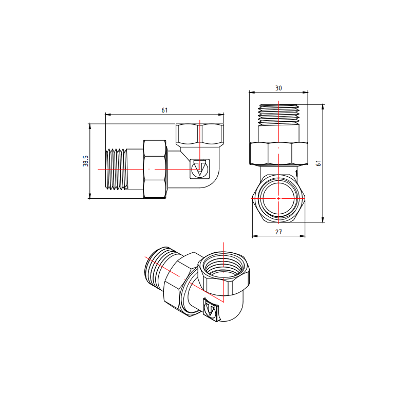 Разъемный угловой сгон Valtec 1/2" VTr.098.N.0004