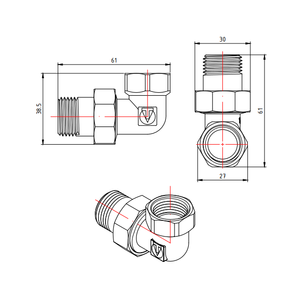 Разъемный угловой сгон Valtec 1/2" VTr.098.N.0004