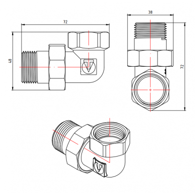 Разъемный угловой сгон Valtec 3/4" VTr.098.N.0005
