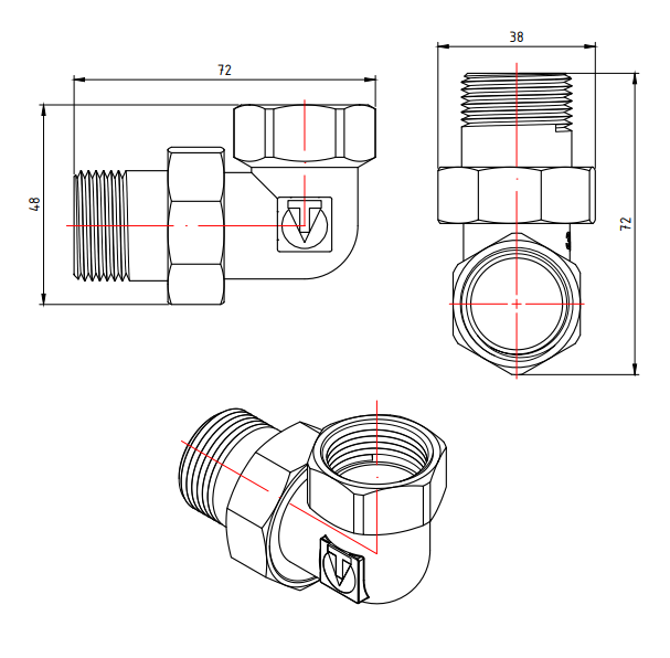 Разъемный угловой сгон Valtec 3/4" VTr.098.N.0005