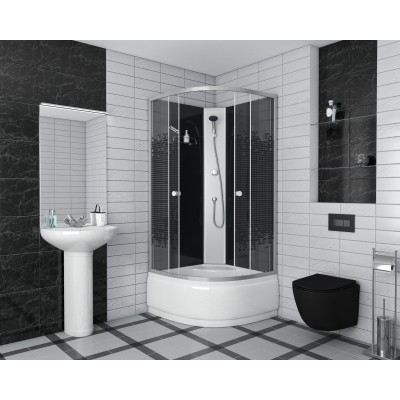 Душевая кабина 900х900х1950 Niagara NG-7508-08BK BLACK высокий поддон 40см стекло МОЗАИКА без крыши