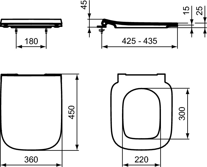 Подвесной унитаз Ideal Standard I.LIFE B RimLS+, глубокий смыв, с крепежом, сидение тонкое с микролифтом, T533001
