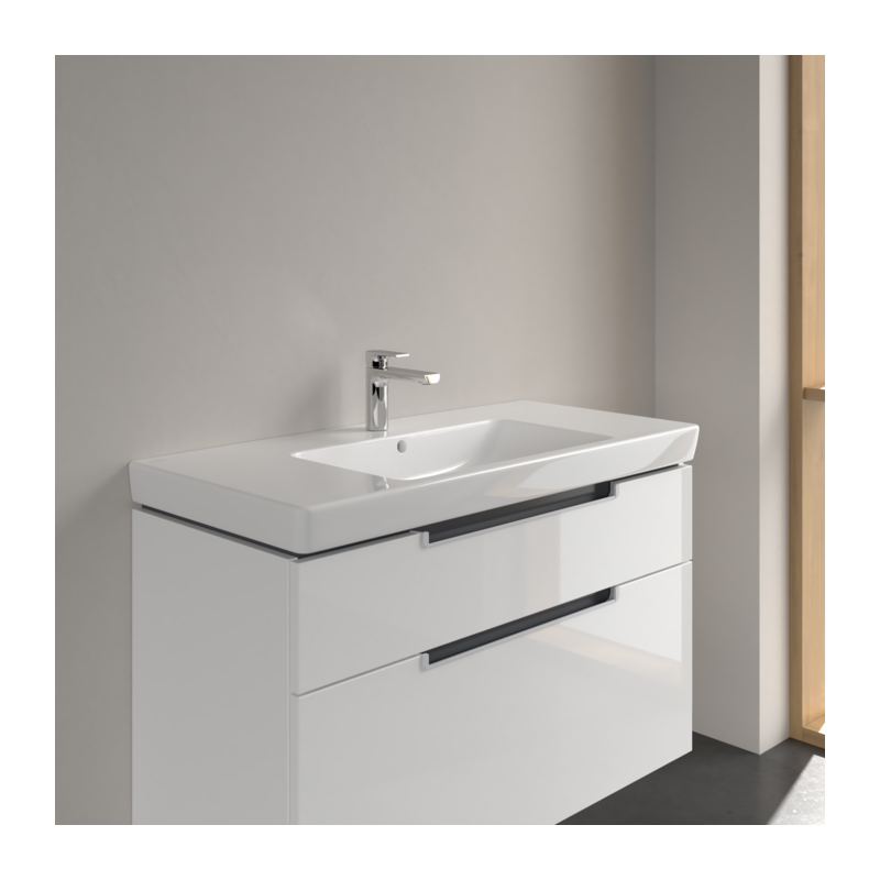 Раковина на тумбу 100x48x18см Villeroy&Boch Subway 2.0, Альпийский белый CeramicPlus, с переливом, 1 + 2 намеченных отв.