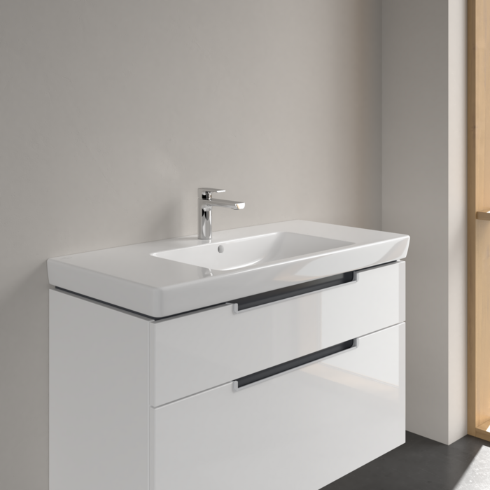Раковина на тумбу 100x48x18см Villeroy&Boch Subway 2.0, Альпийский белый CeramicPlus, с переливом, 1 + 2 намеченных отв.