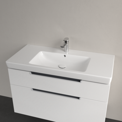 Раковина на тумбу 100x48x18см Villeroy&Boch Subway 2.0, Альпийский белый CeramicPlus, с переливом, 1 + 2 намеченных отв.