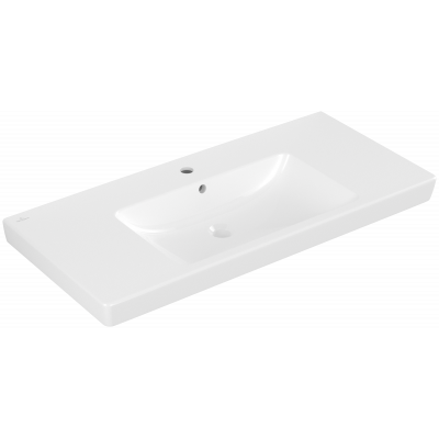 Раковина на тумбу 100x48x18см Villeroy&Boch Subway 2.0, Альпийский белый CeramicPlus, с переливом, 1 + 2 намеченных отв.
