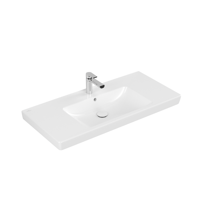 Раковина на тумбу 100x48x18см Villeroy&Boch Subway 2.0, Альпийский белый, с переливом, 1 + 2 намеченных отв.