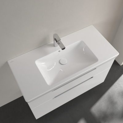 Раковина на тумбу 100x48x18см Villeroy&Boch Subway 2.0, Альпийский белый, с переливом, 1 + 2 намеченных отв.