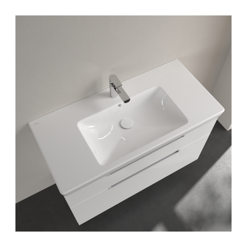Раковина на тумбу 100x48x18см Villeroy&Boch Subway 2.0, Альпийский белый, с переливом, 1 + 2 намеченных отв.