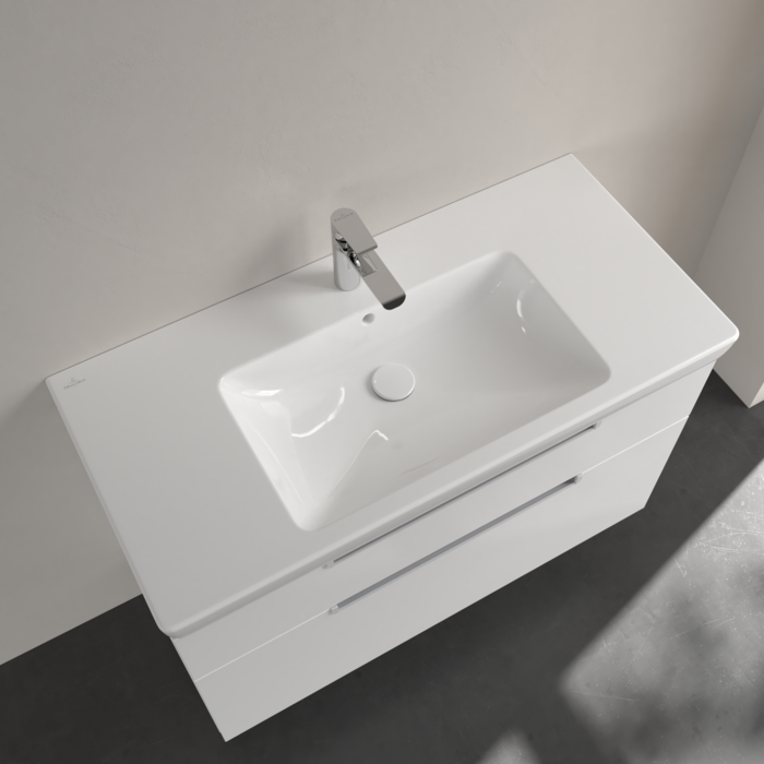 Раковина на тумбу 100x48x18см Villeroy&Boch Subway 2.0, Альпийский белый, с переливом, 1 + 2 намеченных отв.