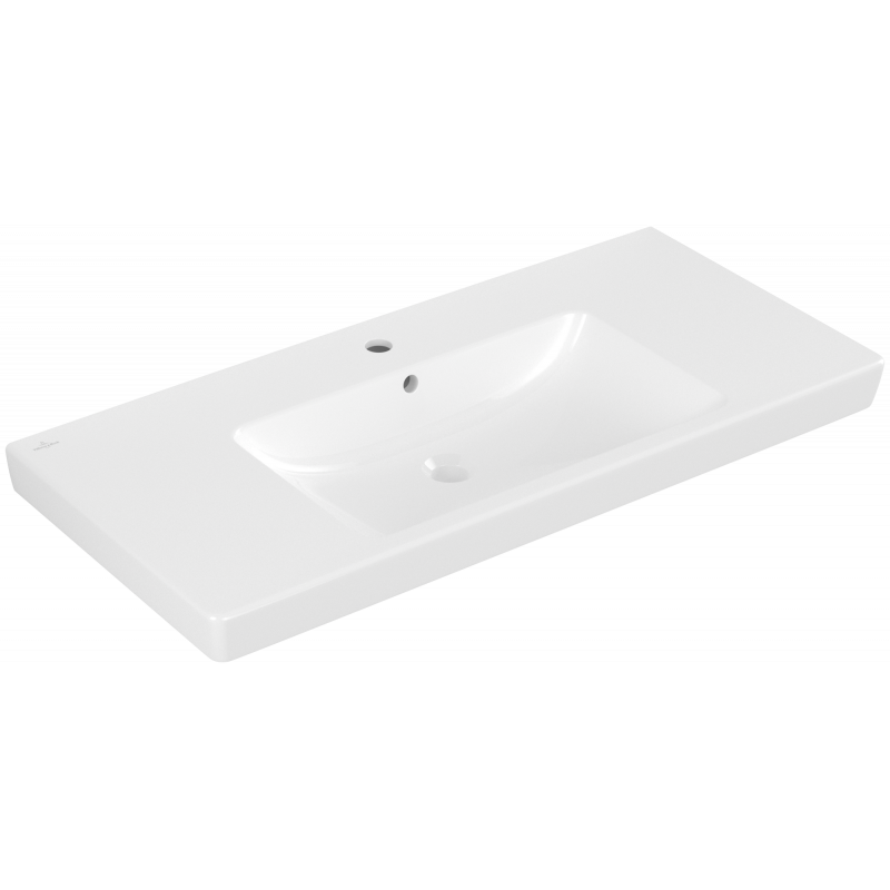 Раковина на тумбу 100x48x18см Villeroy&Boch Subway 2.0, Альпийский белый, с переливом, 1 + 2 намеченных отв.