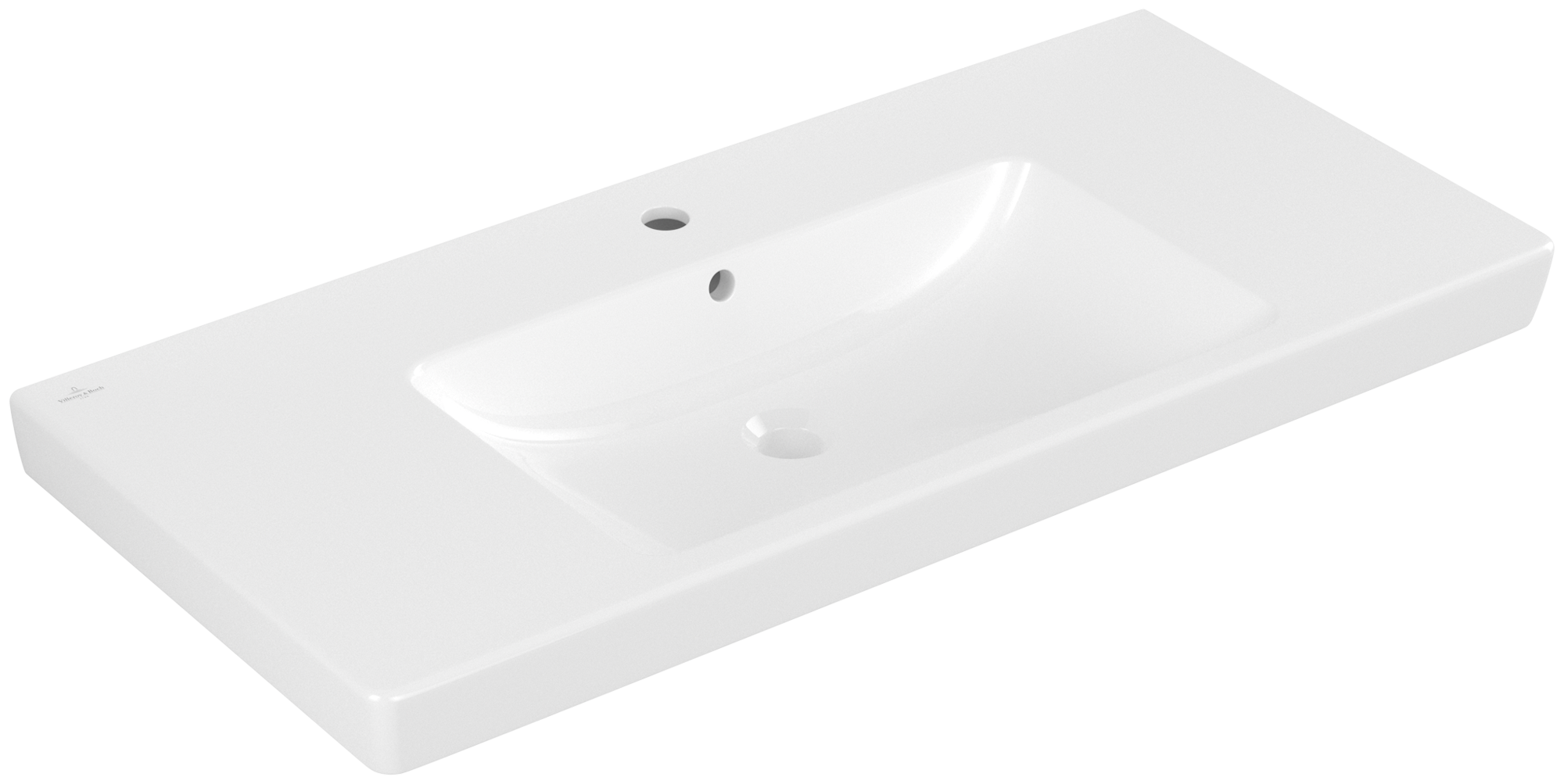 Раковина на тумбу 100x48x18см Villeroy&Boch Subway 2.0, Альпийский белый, с переливом, 1 + 2 намеченных отв.