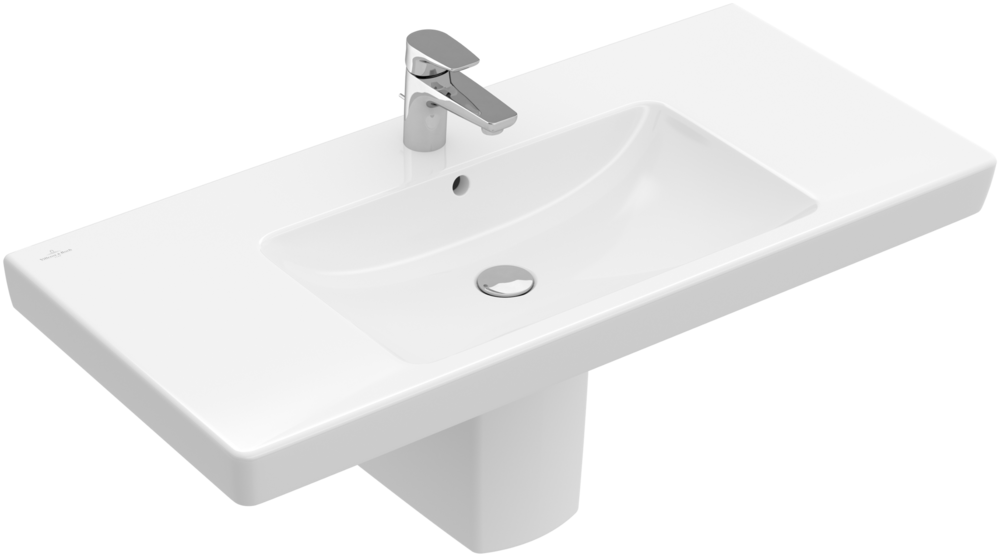 Раковина на тумбу 100x48x18см Villeroy&Boch Subway 2.0, Альпийский белый, с переливом, 1 + 2 намеченных отв.