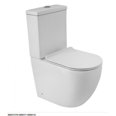 Унитаз напольный BelBagno AMANDA BB051CPR безободковый, для комплектации бачком