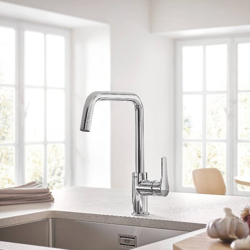 Смеситель для кухонной мойки, Grohe Eurosmart высокий U-излив, хром